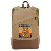 That's What I Do I Drink Whiskey And I Know Things Bear Tee Cotton Canvas Backpack
