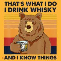 That's What I Do I Drink Whiskey And I Know Things Bear Tee Pom Pom 12in Knit Beanie