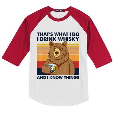 That's What I Do I Drink Whiskey And I Know Things Bear Tee Kids Colorblock Raglan Jersey