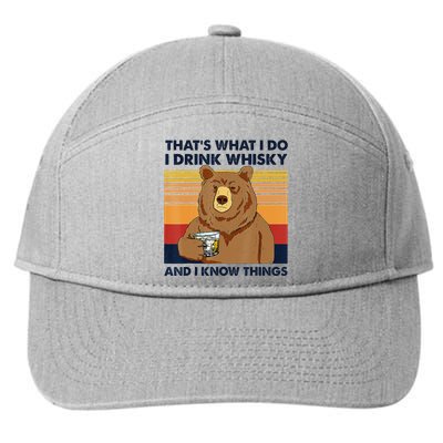 That's What I Do I Drink Whiskey And I Know Things Bear Tee 7-Panel Snapback Hat