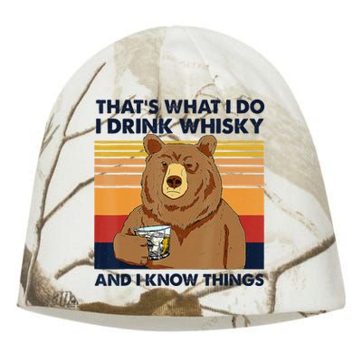 That's What I Do I Drink Whiskey And I Know Things Bear Tee Kati - Camo Knit Beanie