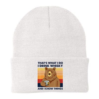 That's What I Do I Drink Whiskey And I Know Things Bear Tee Beanie