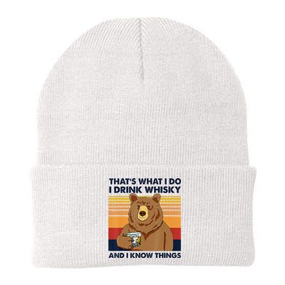 That's What I Do I Drink Whiskey And I Know Things Bear Tee Knit Cap Winter Beanie