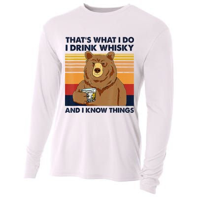 That's What I Do I Drink Whiskey And I Know Things Bear Tee Cooling Performance Long Sleeve Crew