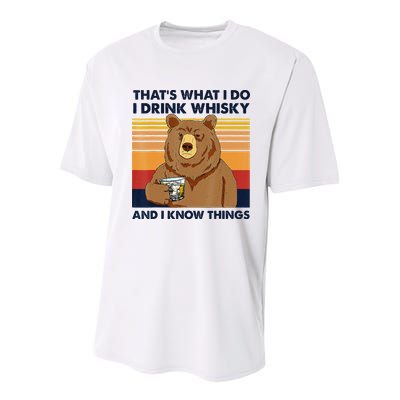 That's What I Do I Drink Whiskey And I Know Things Bear Tee Youth Performance Sprint T-Shirt