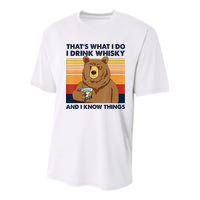 That's What I Do I Drink Whiskey And I Know Things Bear Tee Youth Performance Sprint T-Shirt
