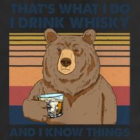 Thats What I Do I Drink Whiskey And I Know Things Bear Tee 7 Panel Mesh Trucker Snapback Hat
