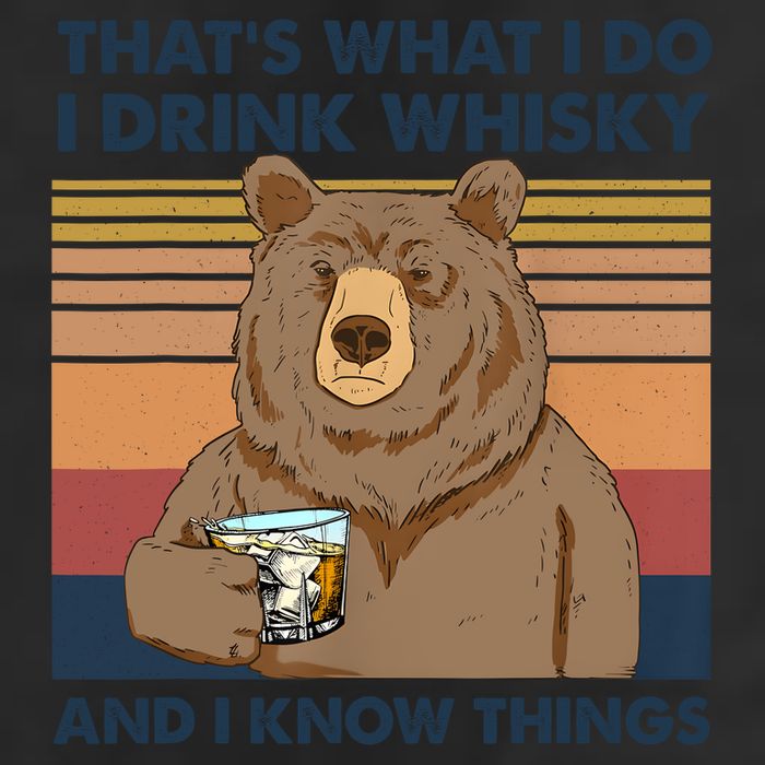 Thats What I Do I Drink Whiskey And I Know Things Bear Tee 7 Panel Mesh Trucker Snapback Hat