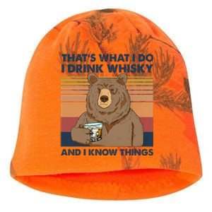 Thats What I Do I Drink Whiskey And I Know Things Bear Tee Kati - Camo Knit Beanie