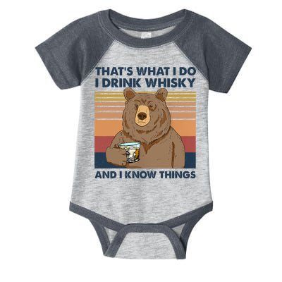 Thats What I Do I Drink Whiskey And I Know Things Bear Tee Infant Baby Jersey Bodysuit