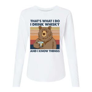 Thats What I Do I Drink Whiskey And I Know Things Bear Tee Womens Cotton Relaxed Long Sleeve T-Shirt