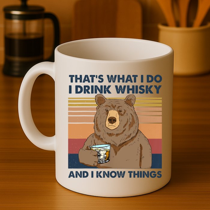 Thats What I Do I Drink Whiskey And I Know Things Bear Tee Mug