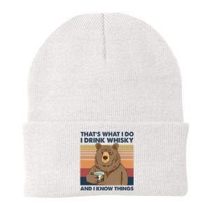 Thats What I Do I Drink Whiskey And I Know Things Bear Tee Knit Cap Winter Beanie