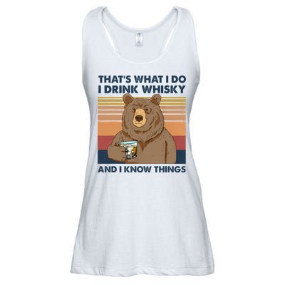 Thats What I Do I Drink Whiskey And I Know Things Bear Tee Ladies Essential Flowy Tank