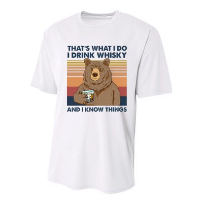 Thats What I Do I Drink Whiskey And I Know Things Bear Tee Youth Performance Sprint T-Shirt