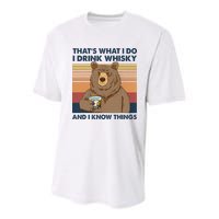Thats What I Do I Drink Whiskey And I Know Things Bear Tee Youth Performance Sprint T-Shirt