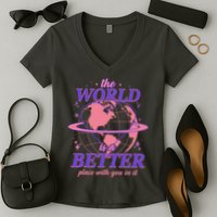 The World Is A Better Place With You In It Women's V-Neck T-Shirt