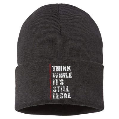 Think While It’s Still Legal Vintage Sustainable Knit Beanie