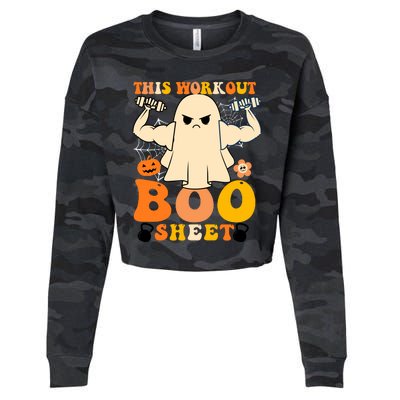 This Workout Is Boo Sheet Funny Cute Gym Ghost Halloween Cropped Pullover Crew