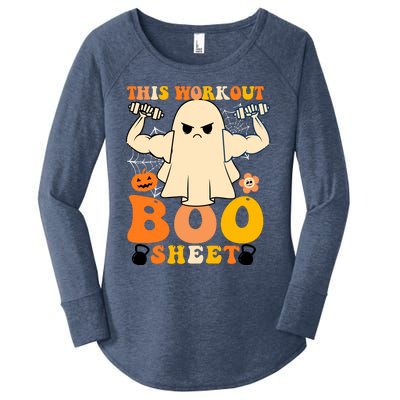 This Workout Is Boo Sheet Funny Cute Gym Ghost Halloween Women's Perfect Tri Tunic Long Sleeve Shirt