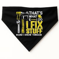 That's What I Do I Fix Stuff And I Know Things Funny Saying USA-Made Doggie Bandana