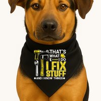 That's What I Do I Fix Stuff And I Know Things Funny Saying USA-Made Doggie Bandana