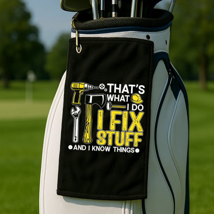 That's What I Do I Fix Stuff And I Know Things Funny Saying Golf Towel