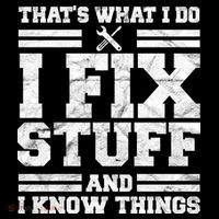 That's What I Do I Fix Stuff And I Know Things Funny Stripe Pom Pom Beanie