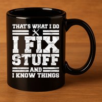 That's What I Do I Fix Stuff And I Know Things Funny 11oz C Handle Ceramic Mug