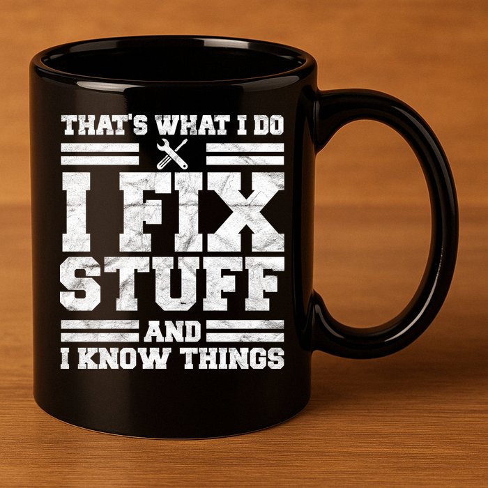 That's What I Do I Fix Stuff And I Know Things Funny 11oz C Handle Ceramic Mug