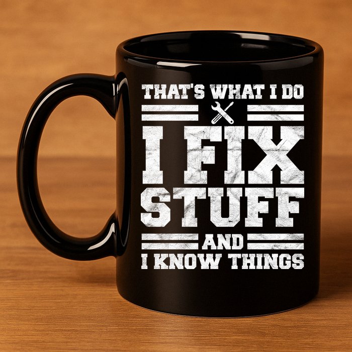 That's What I Do I Fix Stuff And I Know Things Funny 11oz C Handle Ceramic Mug