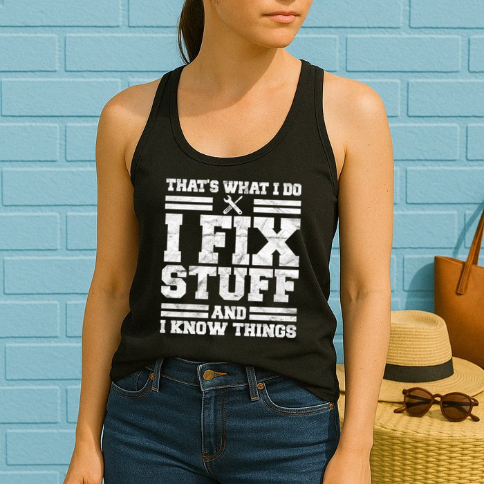 That's What I Do I Fix Stuff And I Know Things Funny Womens Tank Top