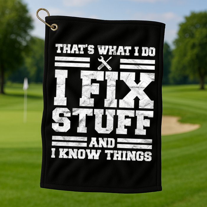 That's What I Do I Fix Stuff And I Know Things Funny Golf Towel