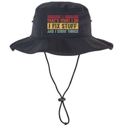 That's What I Do I Fix Stuff And I Know Things Funny Saying Bucket Hat