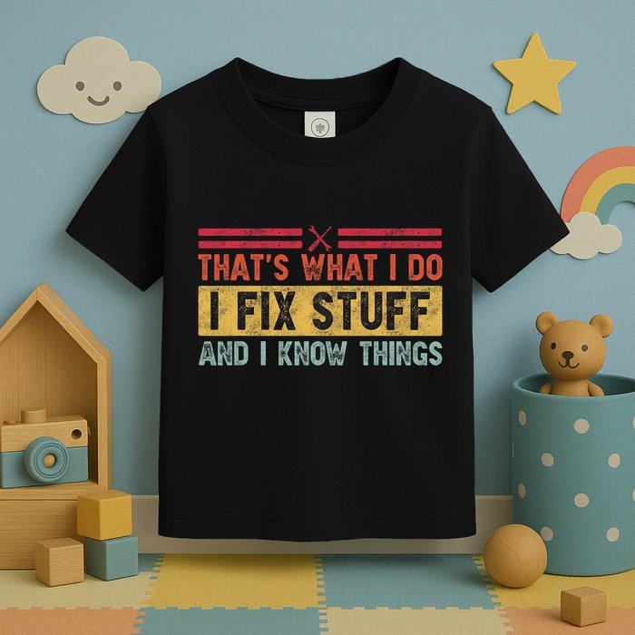 That's What I Do I Fix Stuff And I Know Things Funny Saying Toddler T-Shirt