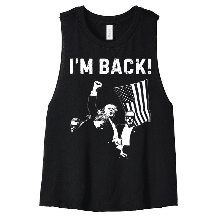 Trump Won IM Back! Win Inauguration 47th Us President 2025 Women's Racerback Cropped Tank