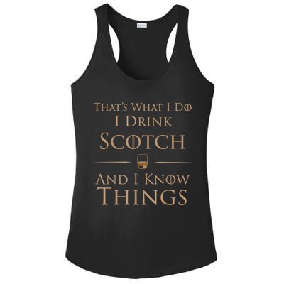 That’s What I Do I Drink Scotch And I Know Things Ladies PosiCharge Competitor Racerback Tank