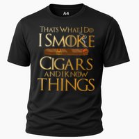 ThatS What I Do I Smoke Cigars And I Know Things Smoker Cooling Performance Crew T-Shirt