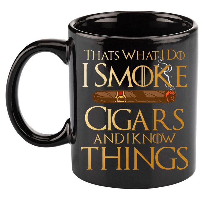 ThatS What I Do I Smoke Cigars And I Know Things Smoker 11oz C Handle Ceramic Mug