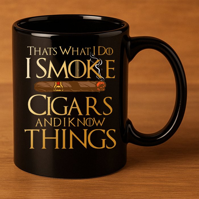 ThatS What I Do I Smoke Cigars And I Know Things Smoker 11oz C Handle Ceramic Mug