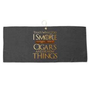 ThatS What I Do I Smoke Cigars And I Know Things Smoker Large Microfiber Waffle Golf Towel