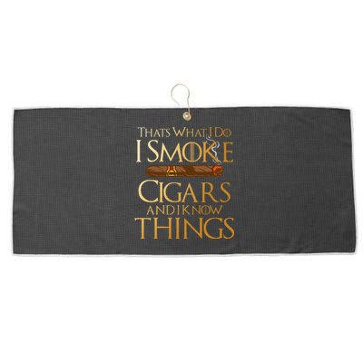 ThatS What I Do I Smoke Cigars And I Know Things Smoker Large Microfiber Waffle Golf Towel