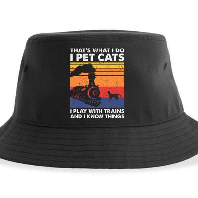 ThatS What I Do I Pet Cats I Play With Trains Model Train Sustainable Bucket Hat