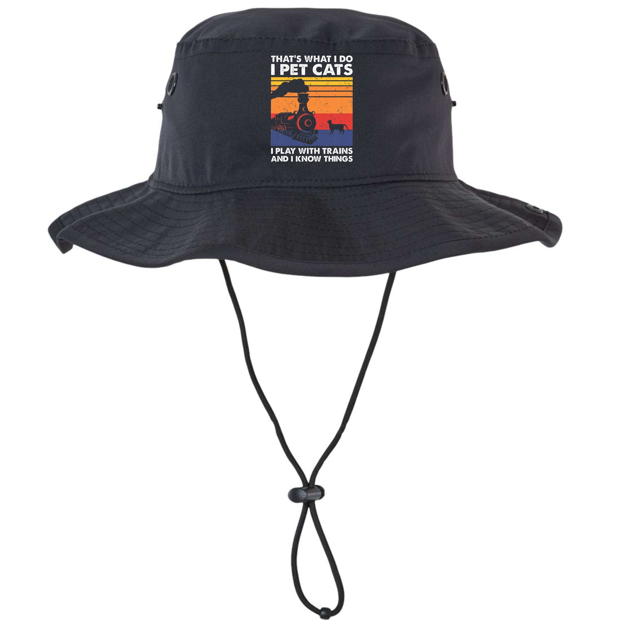 ThatS What I Do I Pet Cats I Play With Trains Model Train Bucket Hat