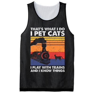 ThatS What I Do I Pet Cats I Play With Trains Model Train Mesh Reversible Basketball Jersey Tank