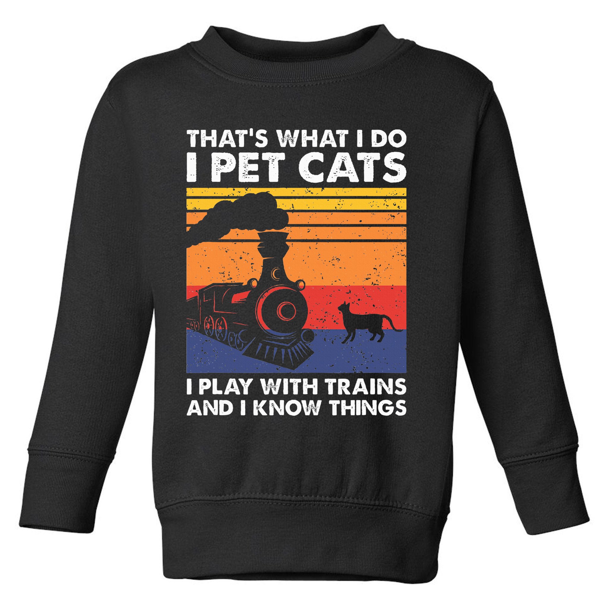 ThatS What I Do I Pet Cats I Play With Trains Model Train Toddler Sweatshirt