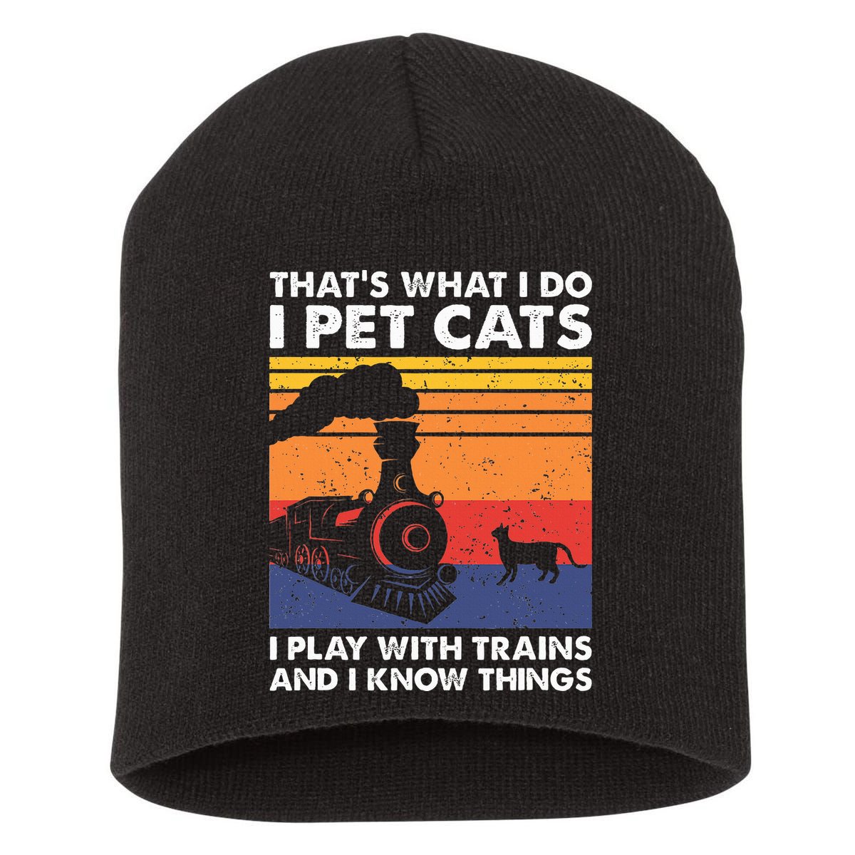 ThatS What I Do I Pet Cats I Play With Trains Model Train Short Acrylic Beanie