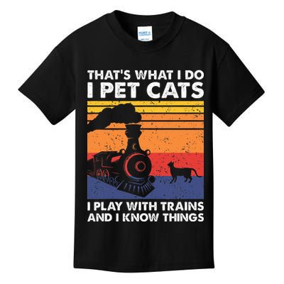 ThatS What I Do I Pet Cats I Play With Trains Model Train Kids T-Shirt
