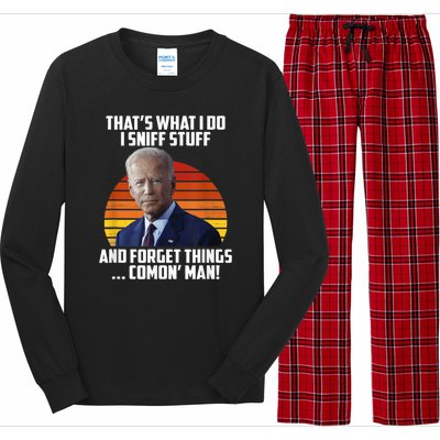 Thats What I Do Sniff Stuff Anti Joe Biden Funny Political Long Sleeve Pajama Set