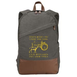 That What I Do I Ride Tractors I Play With Goats Cotton Canvas Backpack